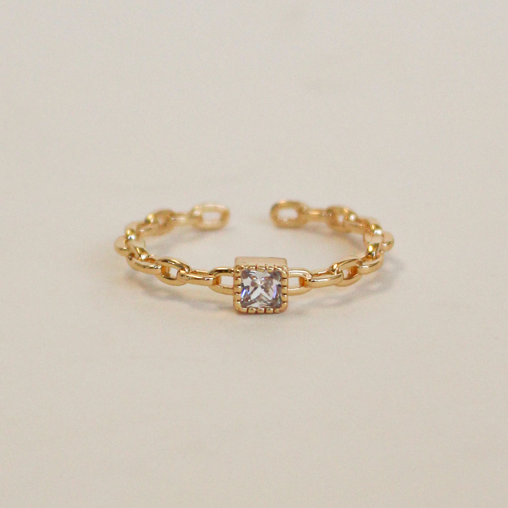 Petite Link Chain Adjustable Ring | Gold