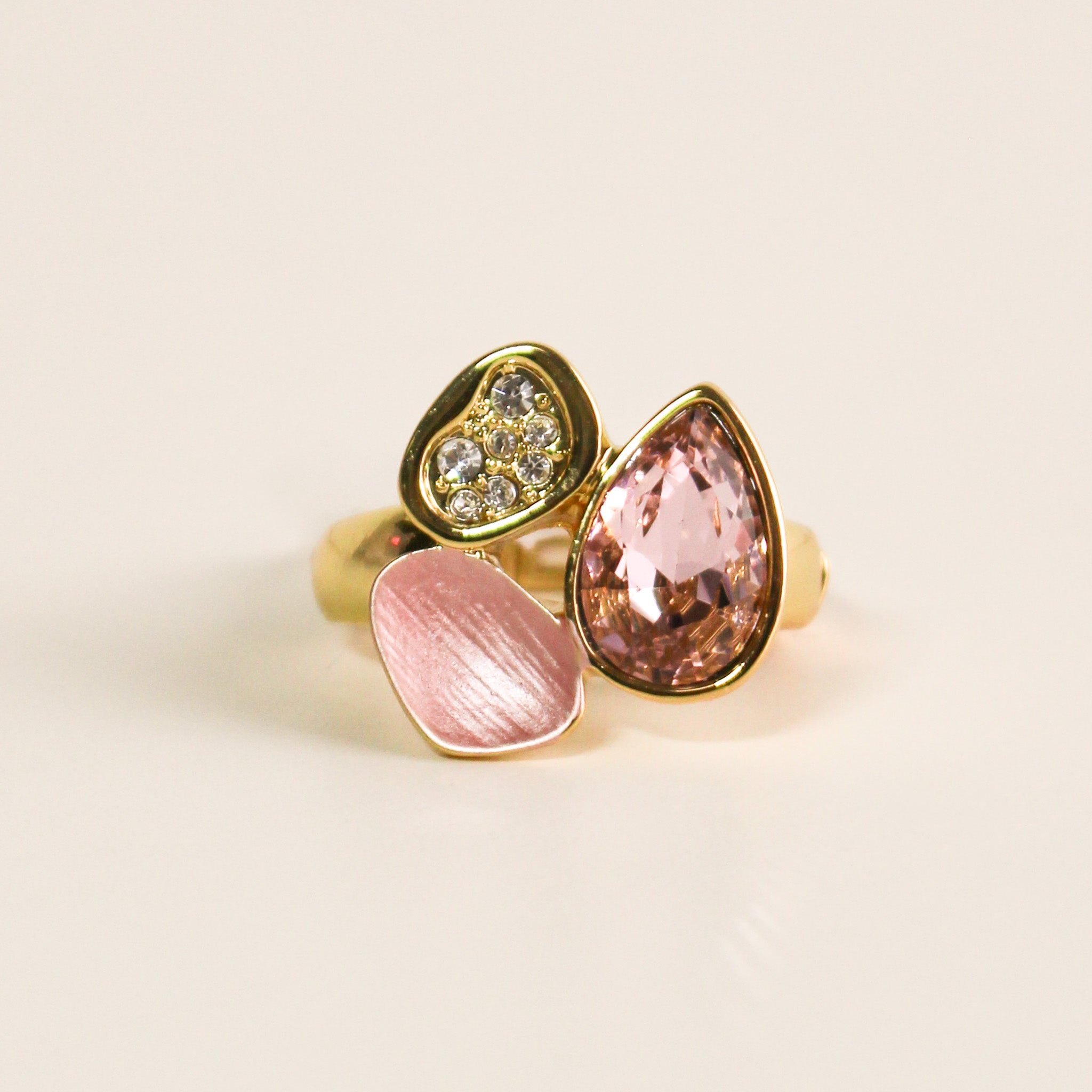 Trio CZ Stone Stretch Ring | Gold